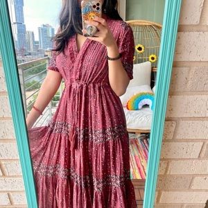 Free People rare feelings maxi dress burgundy Sz XL (RS1393)